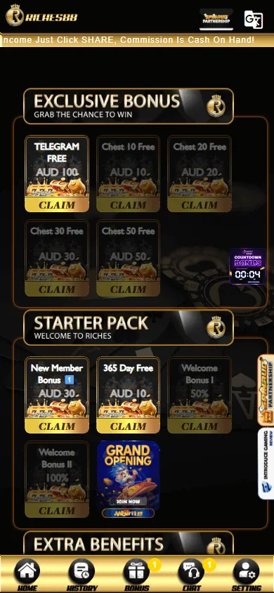 Riches88 Casino promotions on a mobile screen